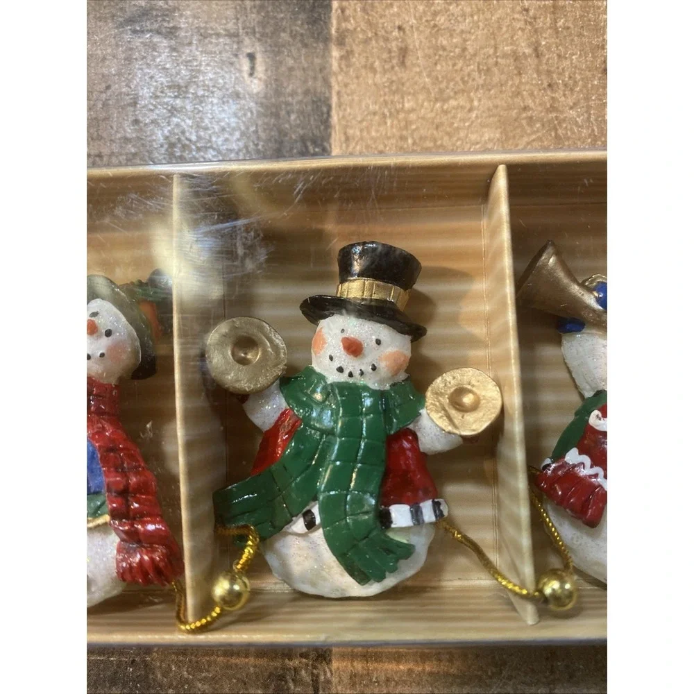 Vintage 90s Holiday Home set of‎ 12 hand-painted miniature snowman Garland New